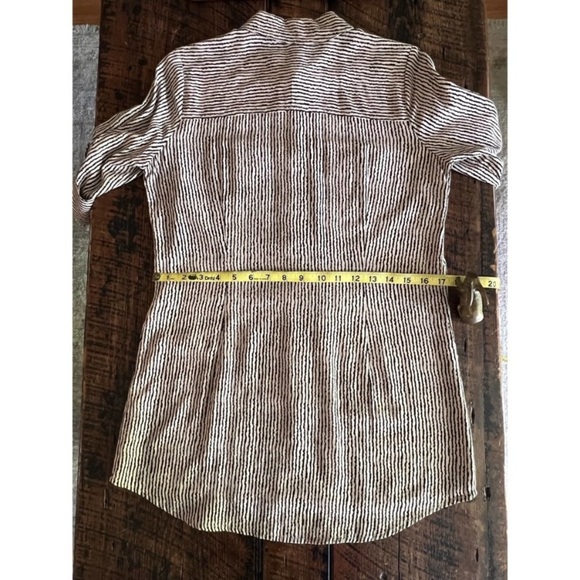 FDJ FRENCH DRESSING JEAN Women Black Beige Stripe Button Front Top Blouse - Picture 12 of 13